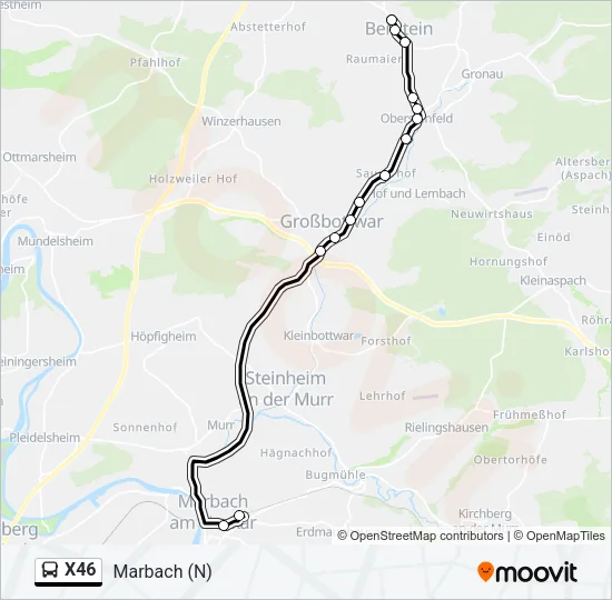 X46 Bus Line Map