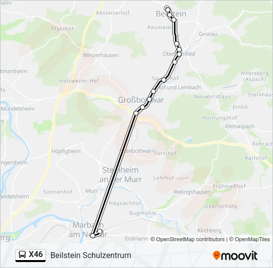 X46 Bus Line Map