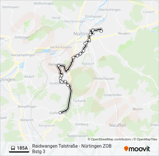185A Bus Line Map