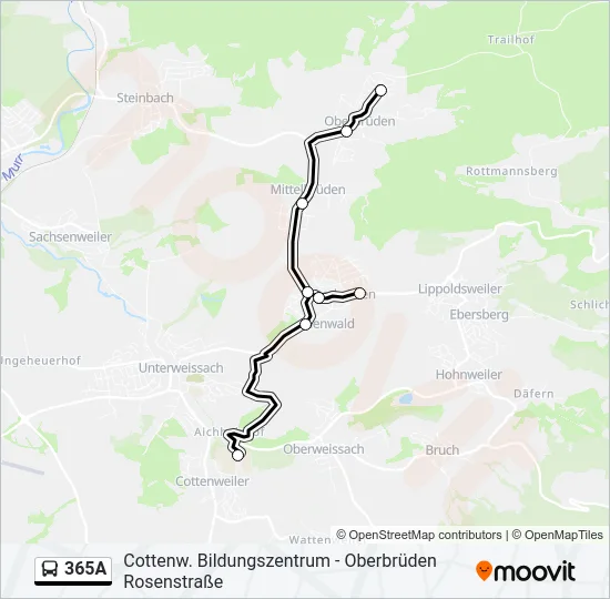 365A Bus Line Map