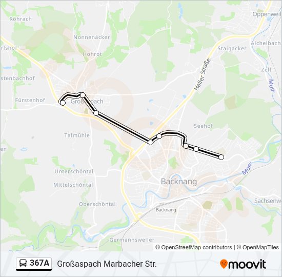 Автобус 367A: карта маршрута