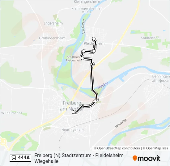444A Bus Line Map