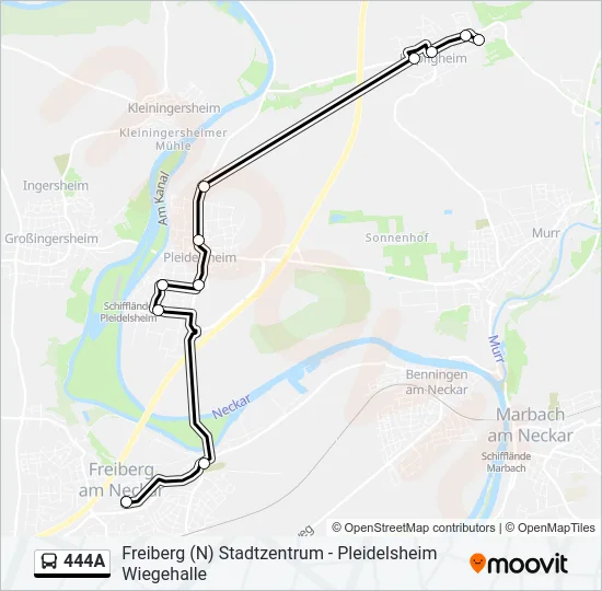 444A Bus Line Map