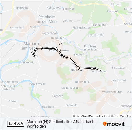Автобус 456A: карта маршрута
