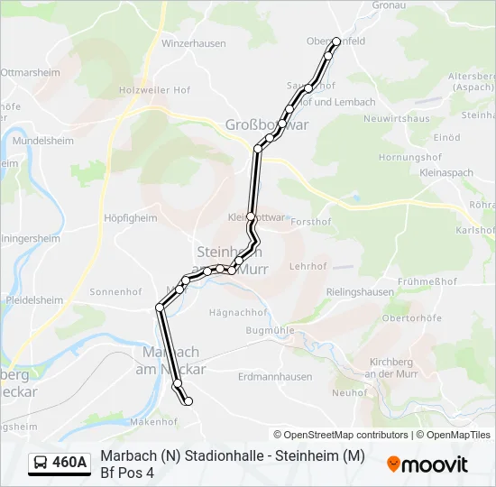 460A Bus Line Map