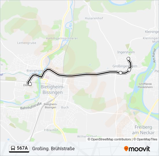 Автобус 567A: карта маршрута