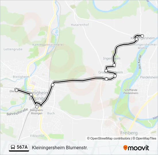 567A Bus Line Map
