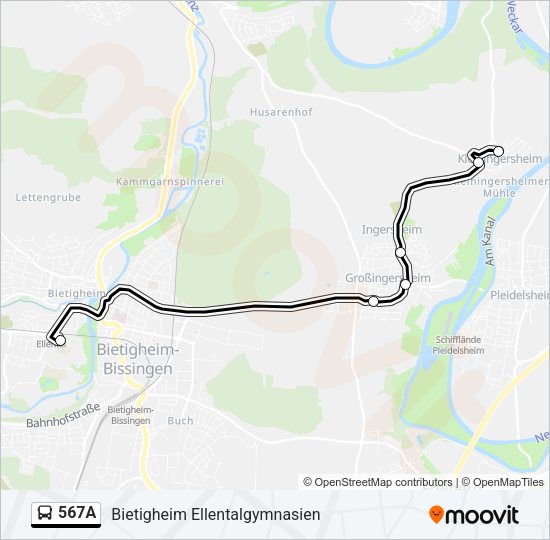 Автобус 567A: карта маршрута