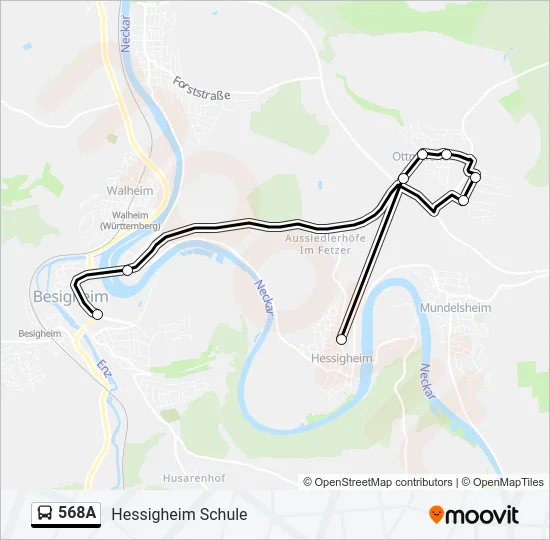 568A Bus Line Map