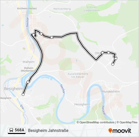568A Bus Line Map