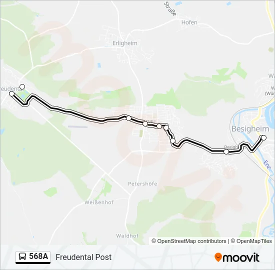 568A Bus Line Map