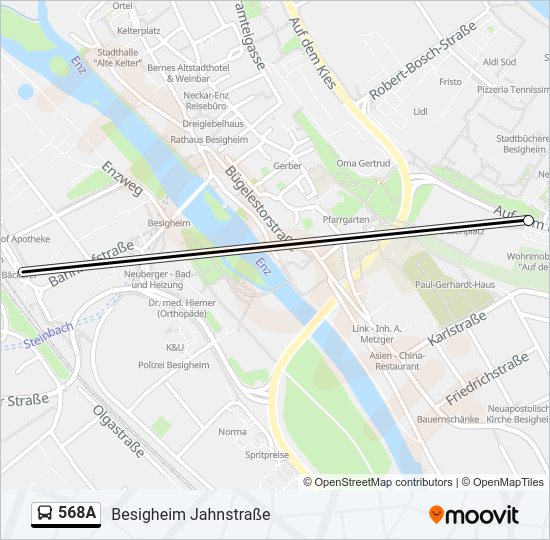 Автобус 568A: карта маршрута