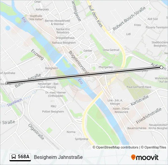 568A Bus Line Map