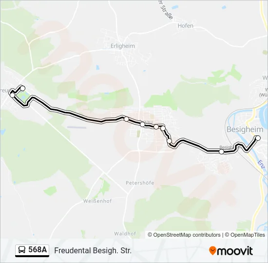 568A Bus Line Map