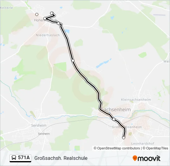 571A Bus Line Map