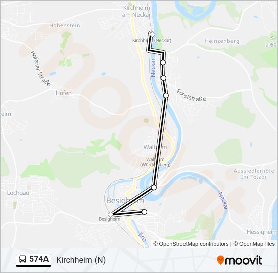 Автобус 574A: карта маршрута