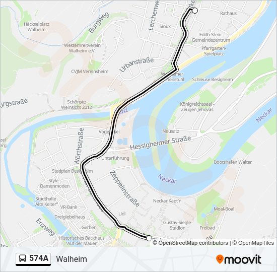 Автобус 574A: карта маршрута