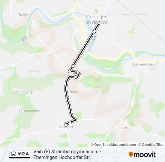 Автобус 592A: карта маршрута