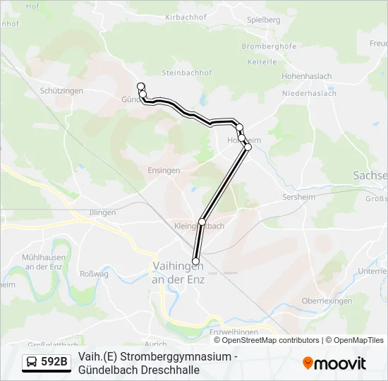 592B Bus Line Map