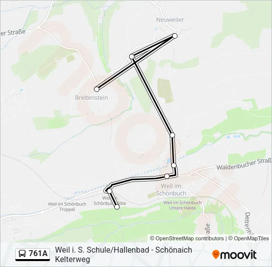 761A Bus Line Map