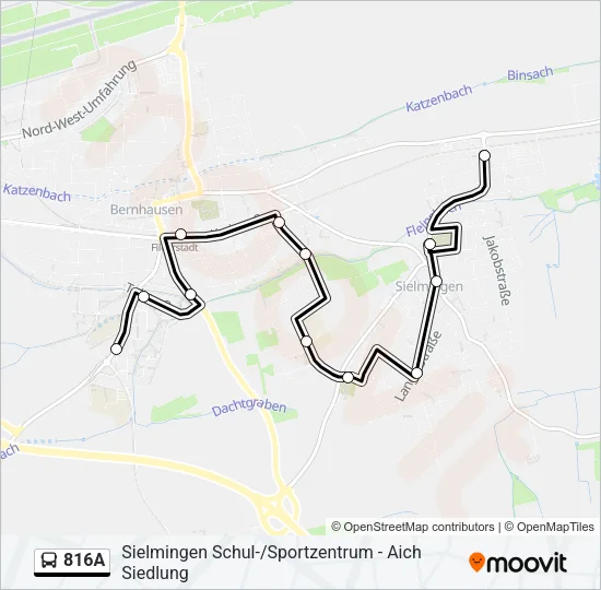 816A Bus Line Map