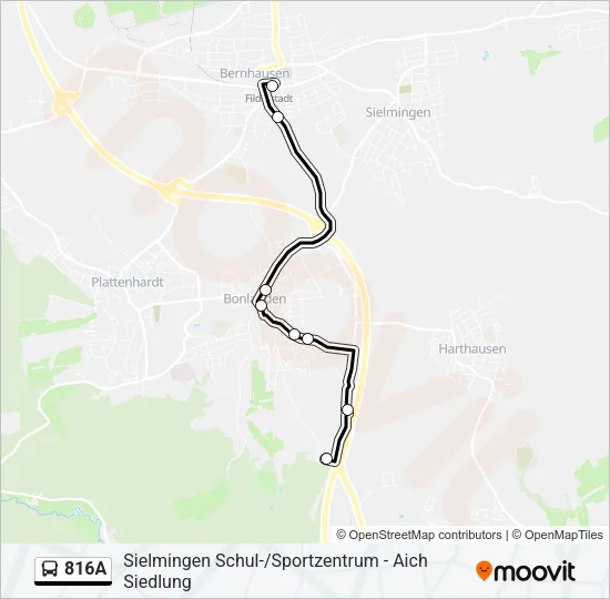 816A Bus Line Map