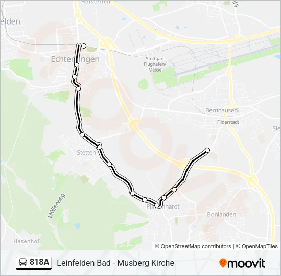 818A Bus Line Map