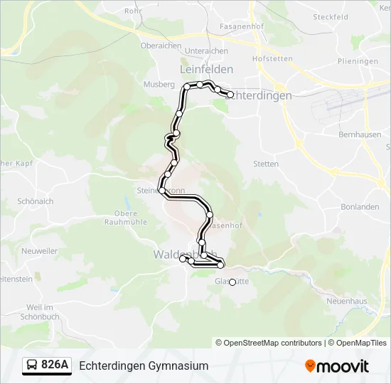 826A Bus Line Map