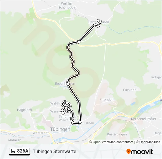 826A Bus Line Map