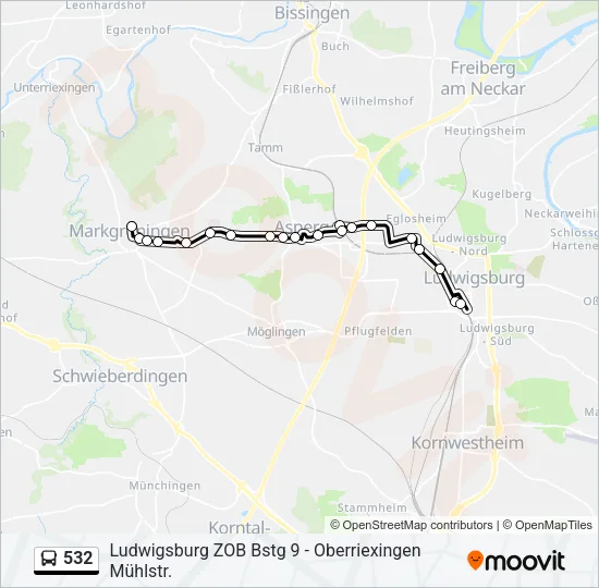 532 Bus Line Map