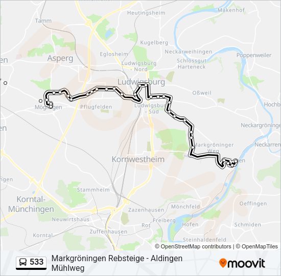Автобус 533: карта маршрута