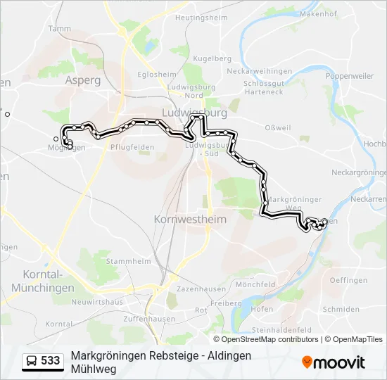 Автобус 533: карта маршрута