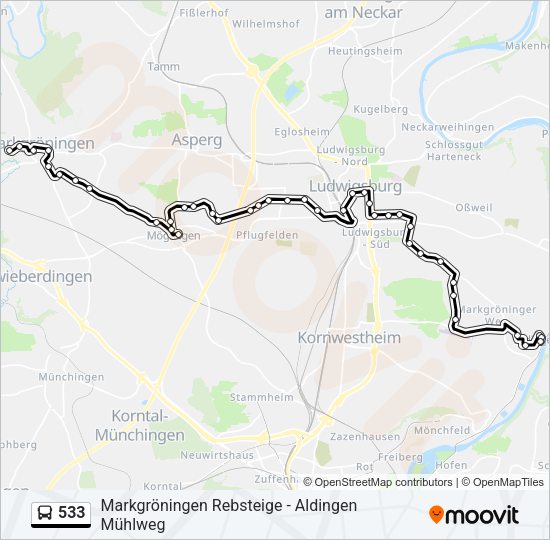 Автобус 533: карта маршрута