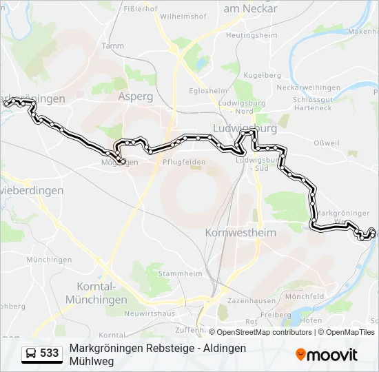 533 Bus Line Map