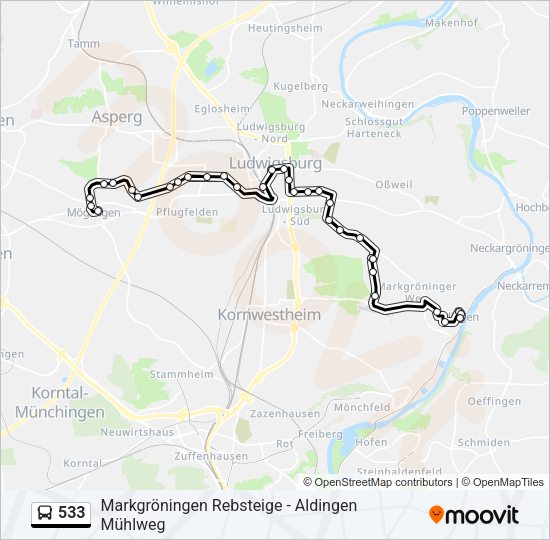 Автобус 533: карта маршрута