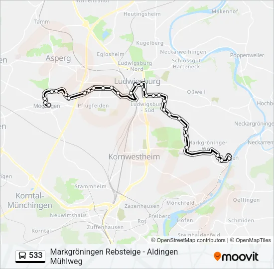 533 Bus Line Map