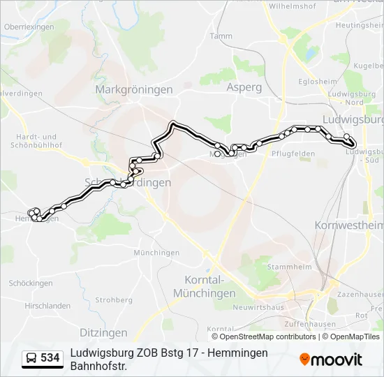 534 Bus Line Map