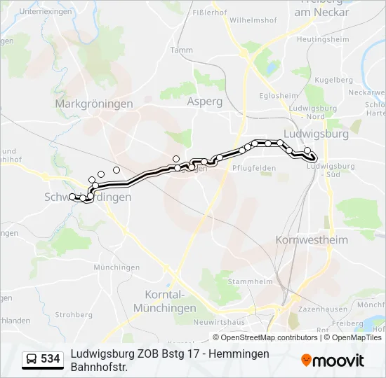 534 Bus Line Map