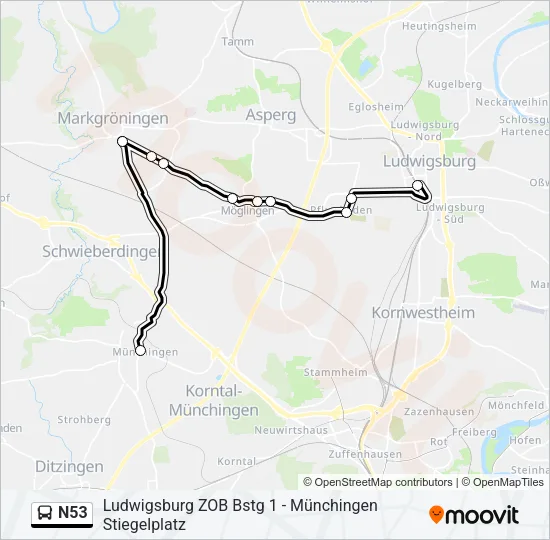 N53 Bus Line Map