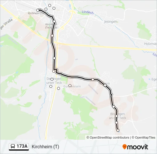 173A Bus Line Map