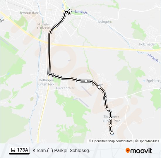 Автобус 173A: карта маршрута