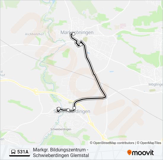 Автобус 531A: карта маршрута