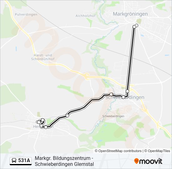 Автобус 531A: карта маршрута
