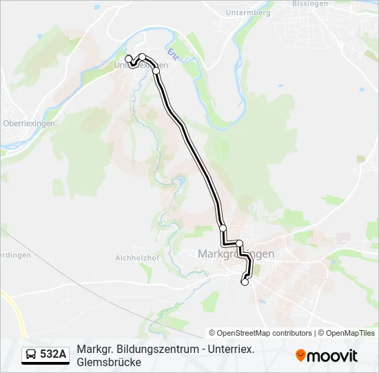 532A Bus Line Map