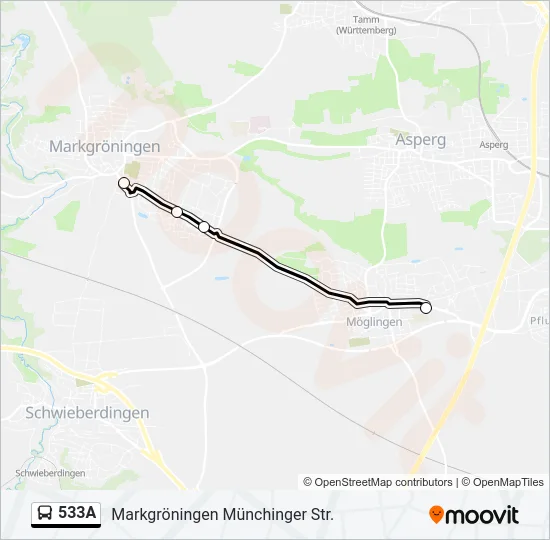 533A Bus Line Map