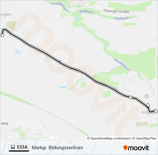 Автобус 533A: карта маршрута