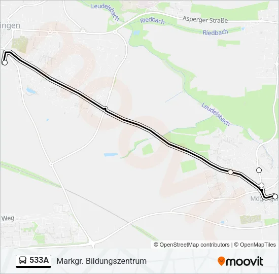 533A Bus Line Map