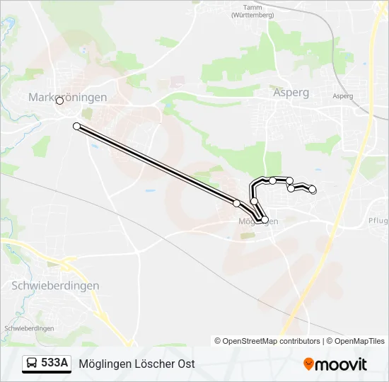 533A Bus Line Map