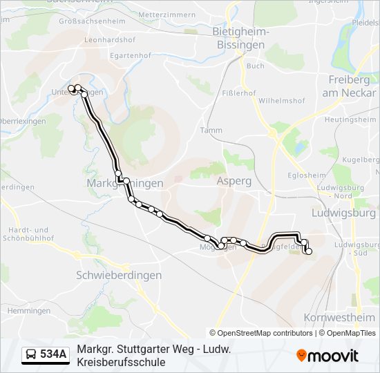 Автобус 534A: карта маршрута