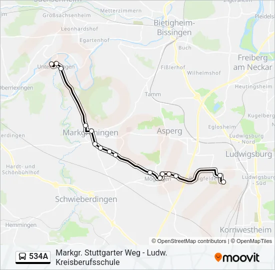 534A Bus Line Map